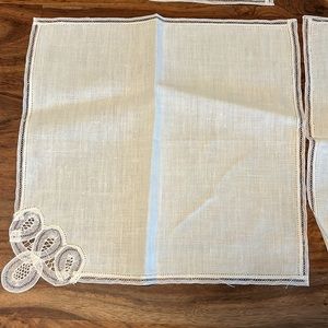 6 pieces of cotton cream color  lace napkins 11” square approximately